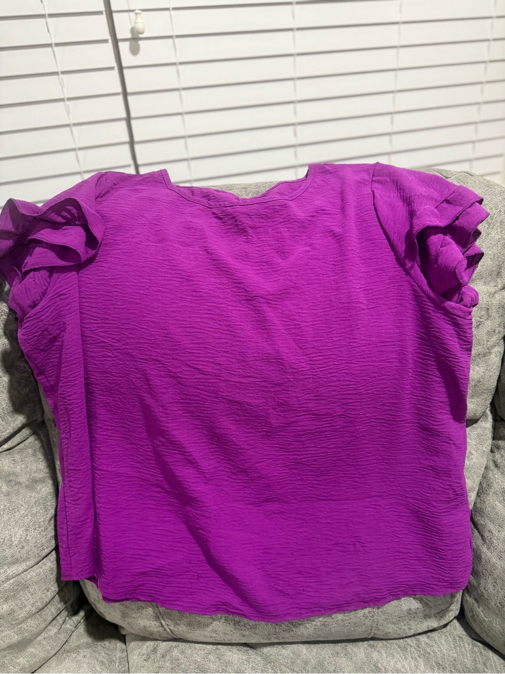 SHEIN Ruffle Sleeve Blouse - Violet Pink